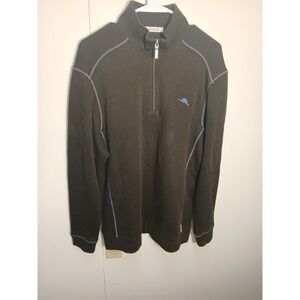 Tommy Bahama Relax Sweatshirt Mens Medium Black 1/4 Zip Pullover Marlin Logo !!
